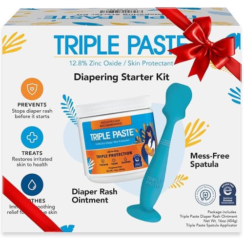 Triple Paste Diaper Rash Cream for Baby & Baby Spatula Bundle - 16 oz Zinc Oxide Ointment and Spatula Treatment, Soothe and Prevent Rash with a Pediatrician-Recommended Hypoallergenic Formula
