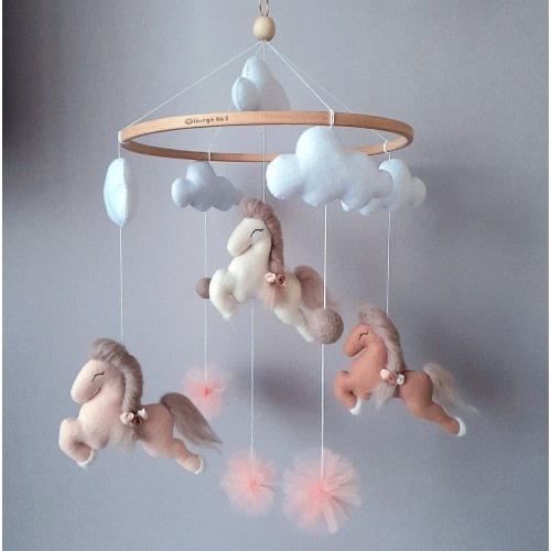 Baby Mobile Hand made Baby Mobile girl clib Horse Baby Mobile crib decor