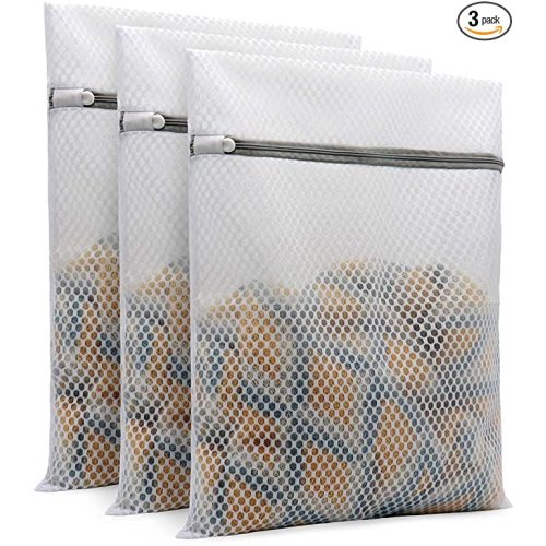 3Pcs Durable Honeycomb Mesh Laundry Bags for Delicates 12 x 16 Inches (3 Medium)