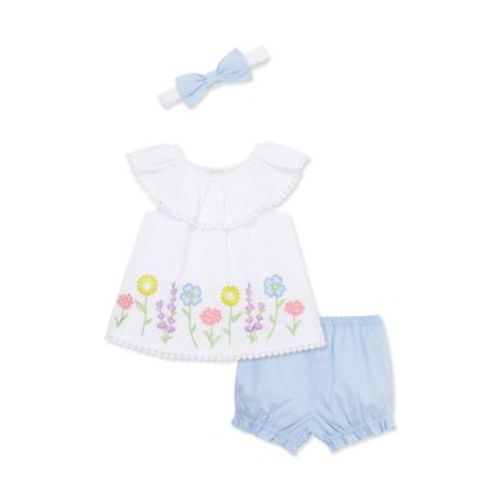 Baby Girls Floral Border Sunsuit with Headband