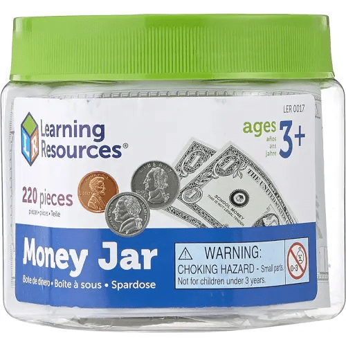 Learning Resources Money Jar, Play Money, Play Money for Kids, Counting, Bills and Coins, Homeschool, Math, Pretend Money, Ages 3+