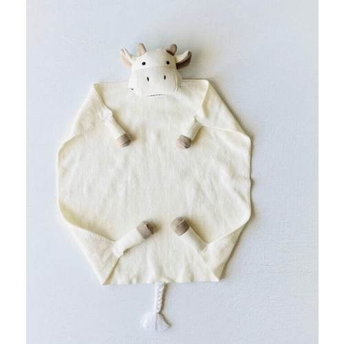 Organic Baby Lovey Security Blanket Cuddle Cloth - Cow