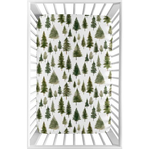 Sweet Jojo Designs Woodland Pine Tree Boy or Girl Gender Neutral Unisex Mini Fitted Crib Sheet