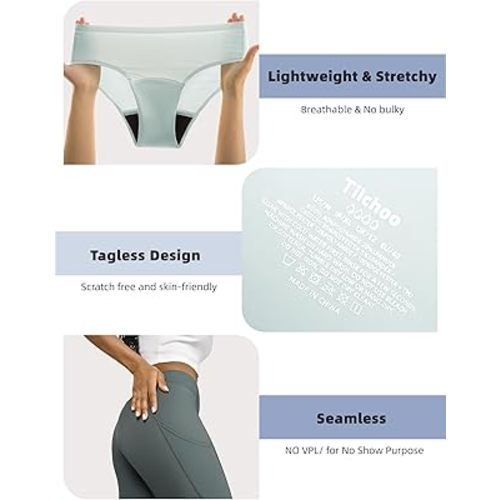 TIICHOO Period Underwear for Women Seamless Period Bikini Regular Absorbency Leakproof Underwear