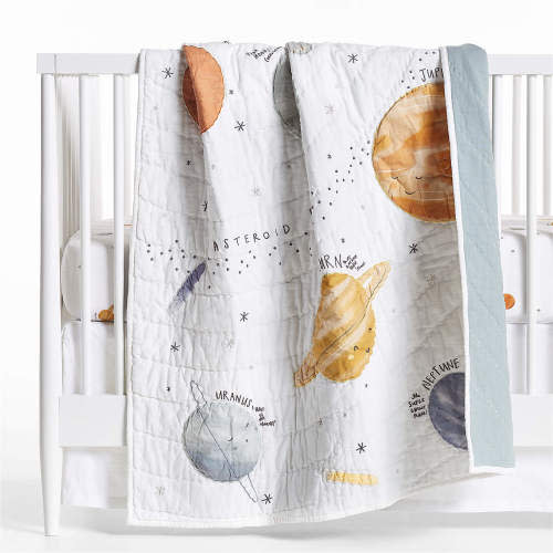 Outer Space Organic Cotton Baby Crib Quilt