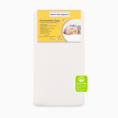 Nature Bee Organic's Ultra Breathable Crib & Toddler Mattress - Organic White, Crib Mattress