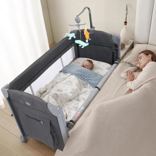 Baby Bedside Sleeper Bassinets 3IN1 with Mattress & Storage Basket Cosleeper