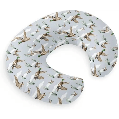 HawSkgFub Duck Hunting Mallard Hunter Nursing Pillow Cover for Baby Boys, Wild Animal Bird Reeds Blue Breastfeeding Pillow Slipcover, Nursing Pillowcase for Newborn Infant, Cover Only
