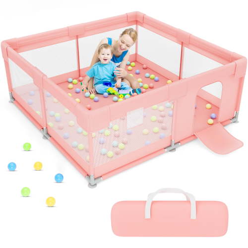 babyeap Baby Playpen,50x50 Inch Baby Playards for Babies and Toddlers,Fence Baby Play Yards for Indoor & Outdoor with Breathable Mesh,Pink