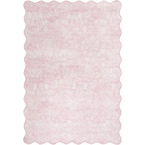 Mainstays 7'x10' Pink Feather Faux Fur Scalloped Indoor Area Rug