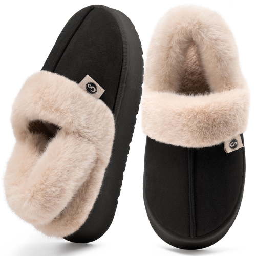 Ecetana Women's Slippers Fuzzy Memory Foam Warm Slippers for Women Slip On House Shoes