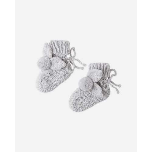 Bunny Knit Booties Heathered Sky