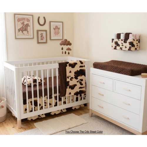 Western Crib Bedding Brown Cow Ranch Style Baby Set