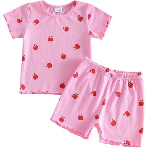 fhutpw Toddler Baby Girl Summer Outfits Ruffle Short Sleeve Tops Shorts Set