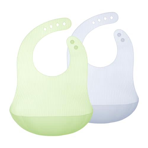 Olababy Fold N Go Silicone Baby Bib w Travel Case | Lightweight Design Eases Pressure Bruising for Infants & Toddlers