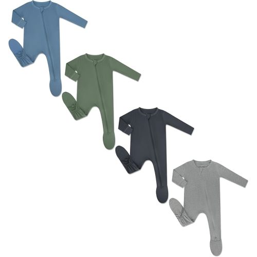 HAPIU Rayon from Bamboo Baby Footed Pajamas, 2 Way Zipper YKK, Footie for Baby Boy Girls, Newborn-24 Months