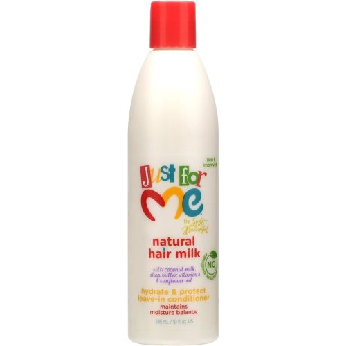 Just For Me Natural Hair Milk Hydrate & Protect Leave-In Conditioner, Maintains Moisture Balance, With Coconut Milk, Shea Butter, Vitamin E & Sunflower Oil, 10 Ounce