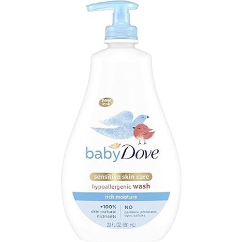 Baby Dove Sensitive Skin Care Baby Wash For Baby Bath Time Rich Moisture Tear-Free and Hypoallergenic, 20 oz (Packaging May Vary)