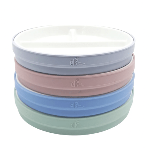 6.7"/16cm Porcelain White Divided Plates with Silicone Sleeves