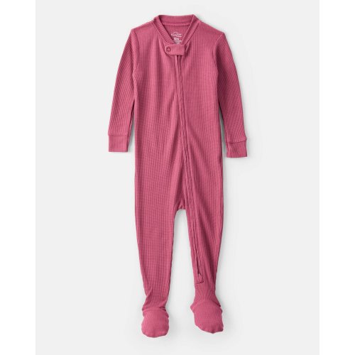 Baby Girl PurelySoft Long-Sleeve 2-Way Zip 1-Piece Pajamas - Pink | Carter's