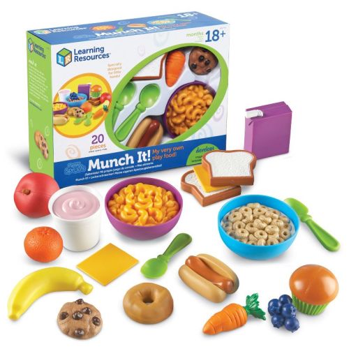 Learning Resources New Sprouts Munch It: Play Food Set for Creative Pretend Play, 20-Piece Toy Kitchen Accessories