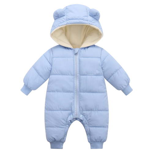 NOKIO Trendy Baby Bodysuits With Seasonal Toddler Girl Boy Long Sleeved Hooded Down Cotton 1piece Crawling Suit With Extra Pile For 0 To 18 Months Affordable Baby Rompers For Cooler Weather