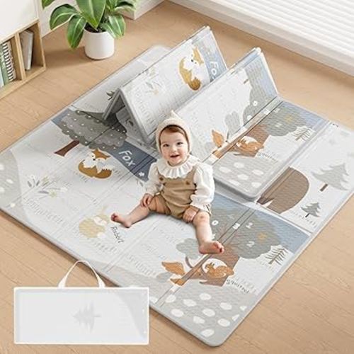 Fodoss Baby Play Mat, 47x47inch Play Mat, 0.4 in Thick Waterproof Playmat for Babies, Foldable Play Mat for Small Baby Playpen, Small Spaces