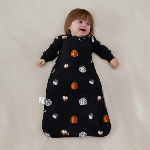 All Season Long Sleeve Sleep Sack 1.0 TOG - Organic Cotton & Camel Wool -Pumpkin Dots