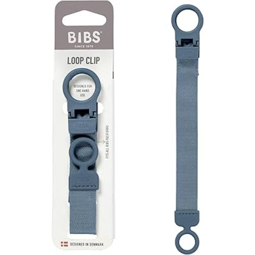 BIBS Loop Pacifier Clip - Sleek, Secure One-Handed Operation, Fits All BIBS and Most Brands, Machine Washable, Slim Profile for Comfort, Ages 0+ - Petrol