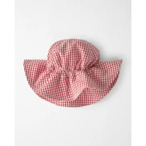 Baby Girl Sunhat Made with Organic Cotton in Red Gingham - Little Planet | Carter's