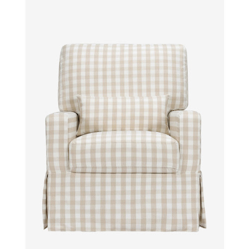 Crawford Pillowback Comfort Swivel Glider in Gingham