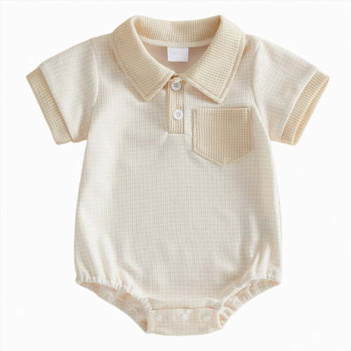 JUMEYU Baby Clothes Newborn Baby Clothes Cool Infant Stuff Toddler Short Sleeve Jumpsuit 0 3 6 9 12 18 24 Months (Beige,0-3 Months)