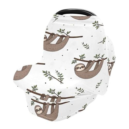 Nursing Cover Breastfeeding Scarf, Cute Doodle Sloth Car Seat Covers for Babies Infant, Stroller Cover, Carseat Canopy for Boys Girls