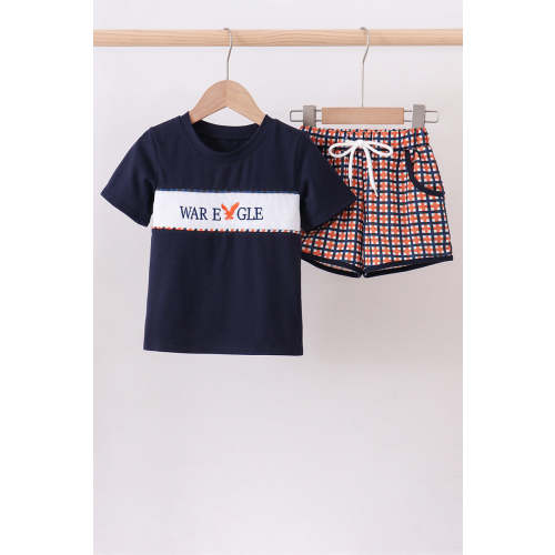 Auburn war eagle smocked short set