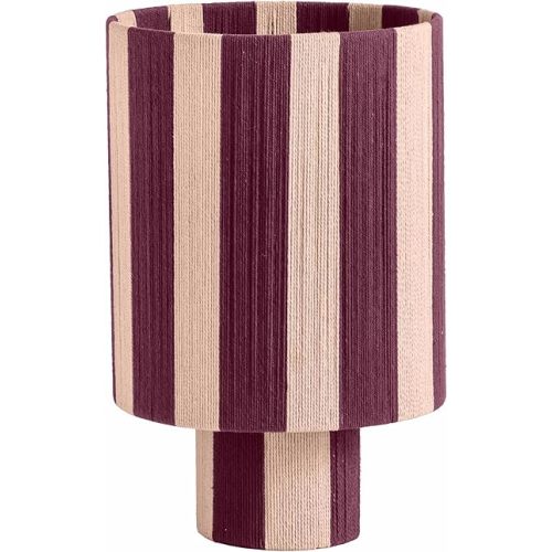 First of a Kind Striped Cotton Table Lamp in Pink & Purple - Bedroom and Bedside Lamp with 10" Width, 16" Height - LED Compatible, E26 Base Type, 98.4" Cord Length - Inline On/Off Switch
