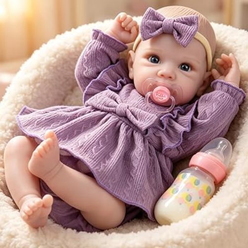 Milidool Lifelike Reborn Baby Dolls Girl - 20 Inch Realistic Newborn Real Life Baby Doll with Poseable Body, Feeding Kit Included, Ideal for 3+ Year Old Girls Gifts, Birthday, Pretend Play, Collection