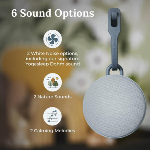 Yogasleep Hushh 2 Portable Sound Machine for Baby & Kids, New Reinforced Clip, Backlit Buttons, Night Light, 6 Soothing Natural Sounds, Easy to Use Timer, Volume Control, Toddler Lock, Noise Canceling