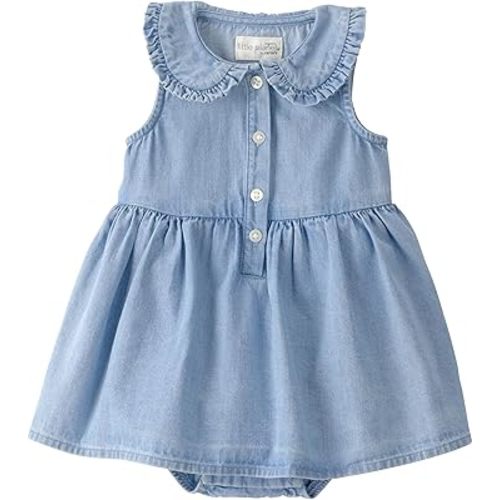 Little Planet by Carter's Girl Dress Made with Organic Cotton, Blue Wash, 12M