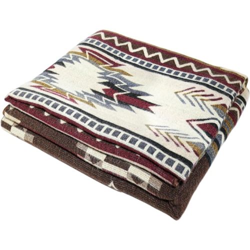 Alpaca Wool Throw Blanket, Native Design Wool Blanket, Throw Aztec Pattern Alpaca Wool Throw Blanket (Brown, Throw 78"x48")