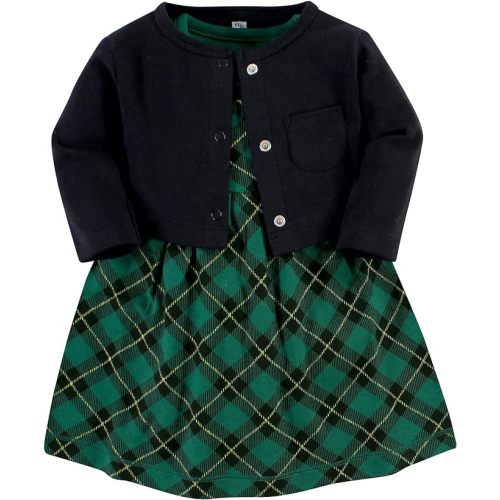 Hudson Baby Infant and Toddler Girls Cotton Dress and Cardigan Set