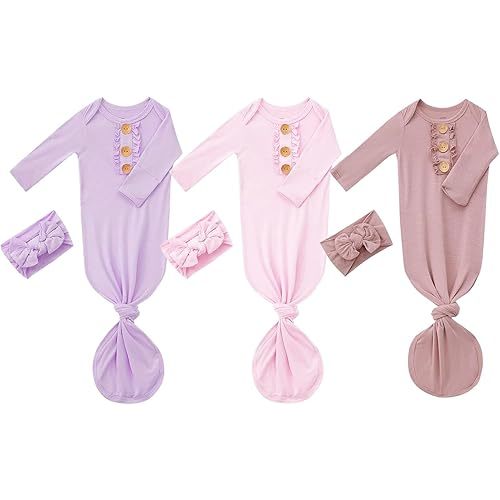 Bow Dream 3 Baby Girls' Nightgowns Newborn gowns Sleepers infant Pajamas Gifts 0-3 Months