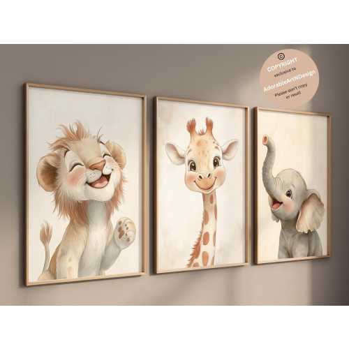 Safari animal nursery, Animal nursery, Safari animal prints, Personalized name print, Safari baby animals, Jungle nursery, boy nursery decor