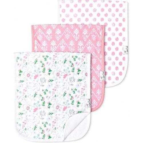Copper Pearl Premium Baby Burp Cloths - 3-Pack Large Cotton Burp Cloths, Extra Soft Spit Up Rags with 3 Absorbent Layers, Perfect for Baby Boy and Baby Girl Gifts