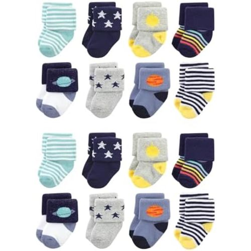 Hudson Baby Unisex Baby Cotton Rich Baby Terry Socks 16-Pack