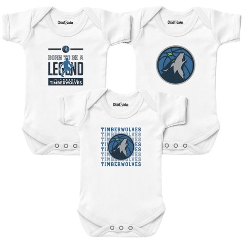 Newborn & Infant Chad & Jake White Minnesota Timberwolves 3-Pack Bodysuit Set