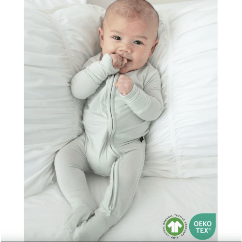 Sage Solid Green Zippered Footie