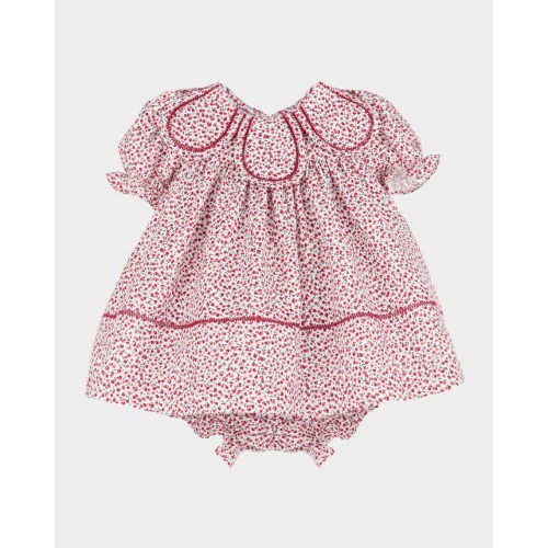 Girl's Petal Collar Dress with Bloomers, Size 12M-3