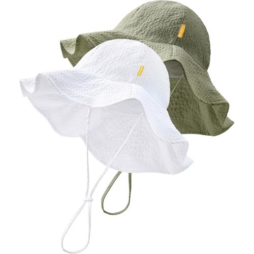 HONGTEYA Baby Sun Hat Toddler Girl Beach Hat Adjustable Outdoor Summer Hat UPF 50+ Sun Protection Wide Brim Infant Kids