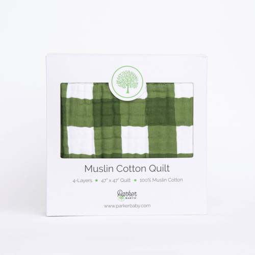 Green Buffalo Muslin Baby Quilt | 100% Cotton Baby Blanket – Parker Baby Co.