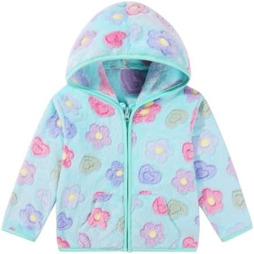 Toddler Baby Girls Fall Clothes Fleece Jackets Hooded Zip Up Cute Prints Fuzzy Coats Size 12 18 24 Months 2t 3t 4t 5t